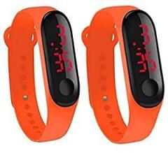 GT Gala Time Combo of 2 Orange Color Unisex Digital LED Waterproof Silicone M3 Wrist Band Watch for Boys Girls & Men