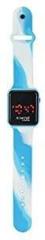 HAMSTER London Unisex Square Mirror Face Silicone Band Digital Watch Blue