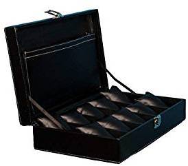 Hard Craft Watch Box Case PU Leather for 10 Watch Slots, Black