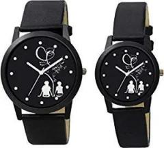 HARMI CREATIVE Tree Lover Black Leather Strap Analogue Couple Unisex Watch Combo Pack of 2