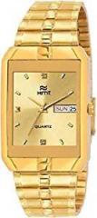 HEMT Fashion Analogue Men's Watch Golden Dial Gold Colored Strap HM GSQ005 GLD GLD