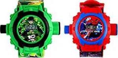 HILY Combo of 2 Boy's and Girl's Analogue Digital 24 Image Projector Watch Multicolour