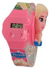 HILY Digital Unisex Child Watch Black Dial, Pink Colored Strap