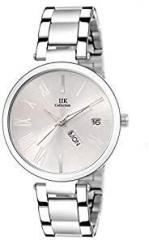 IIK COLLECTION Round Dial Stainless Steel Bracelet Chain Analogue Day & Date Functioning Watch for Women and Girls