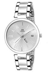 IIK COLLECTION Watches for Women Round Studded Dial | Analogue Quartz Movemnet Ladies Watch|Long Battery Life|Stainless Steel Adjustable Bracelet Chain Strap|Double Lock Clasp Safety Watches for Girls