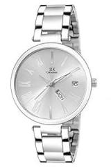 IIK COLLECTION Watches for Women Round Studded Dial |Day and Date Quartz Movemnet |Long Battery Life|Stainless Steel Bracelet Chain Strap|Double Lock Clasp Safety Watches for Girls