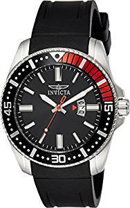 Invicta Men's Quartz Watch with Black Dial Analogue Display and Black PU Strap 21445