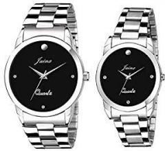 JAINX Analogue Unisex Watch Black Dial SIlver Colored Strap