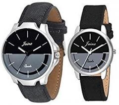 JAINX Analogue Unisex Watch Multicolour Dial Black Colored Strap Pack of 2