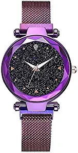Casual Designer Black Dial Combo of Magnet Watch Pair of 1 for Girls & Women Purple