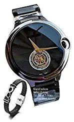 Chronograph Men's Watch Black Dial Black Colored Strap