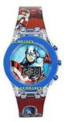 KushJay Digital Multicolour Unisex Kid's Dial Avenger Captain America Glowing Light Wrist Watch