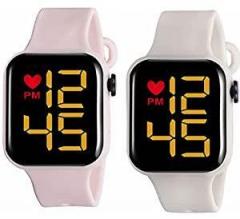 Kytsch Digital Led Watch For Kids Square Dial Date & Time Watches For Unisex Combo Pack 2 Boys & Girls