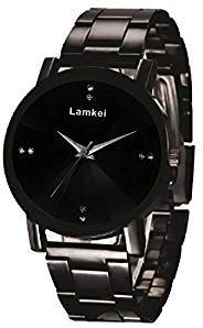 Lamkei Imported Analogue Black Dial Steel Chain Unisex Watch LMK 0168