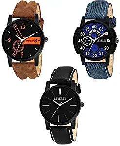 LEVERET Pack of 3 Multicolour Analog Watch for Men and Boys