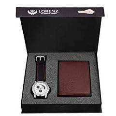 LORENZ Combo of Men's Wallet & Analog Watch | Choose Any one | Brown Wallet, Army Design Wallet or Black Wallet
