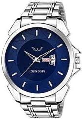 LOUIS DEVIN Men's Analog Watch with Silver Colored Strap