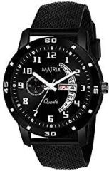 Matrix Analog Day & Date Display Wrist Watch for Men & Boys Black