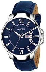 Matrix Antique Day & Date Leather Strap Analog Silicone Watch For Men & Boys Black