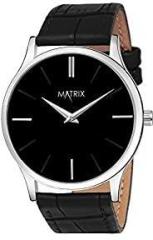 Matrix Signature Two Hands & Cut Glass with Leather Strap Analog Watch for Men & Boys