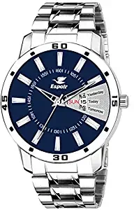 Espoir Analogue Stainless Steel Day and Date Blue Dial Men's Watch Latest0507