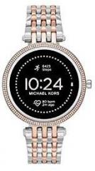 Michael Kors Gen 5E 43 mm, Dual tone Silver & Rose Gold Darci stainless steel Touchscreen Women's Smartwatch with Speaker, Heart Rate, GPS, Music storage and Smartphone Notifications MKT5129