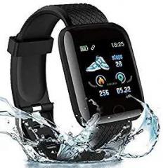 MorningVale 2022 Latest ID 116 IP68 Waterproof Touch Screen Fitness Tracker Watch Heart Rate Monitor Blood Oxygen Smartwatch for Android Phones and Men Women Black