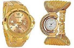 NEO VICTORY Analogue Gold Dial Unisex Watches NVd_3 Pack of 2