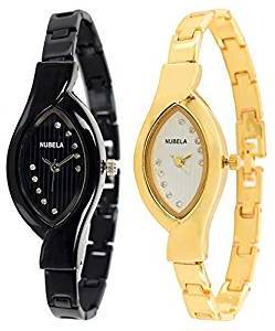 NUBELA Analogue Black and Gold Colour Women's Watch