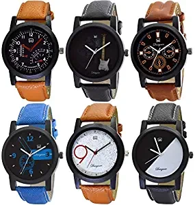 Om Designer Analogue Multi Colour Dial Men's & Boy's Watch Combo Pack of 6 Mi 29125897