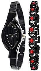 PAPIO Diamond Studded Analogue Black Dial Women's Watch with Black Color Bracelet P WC 5008