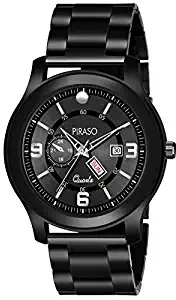 Black Dial Black Chain with Day Date Functioning Analogue Watch for Men and Boys