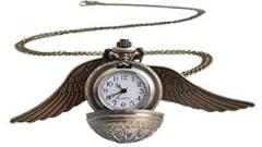 Pocket Watch Gift | Harry Potter Snitch Ball | Numerical Dial | Metal Keychain Design | Bronze | Vintage | Antique Style Unisex Watch for Men Woman