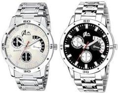 Premium Stainless Steel Analogue Watch for Men Combo Pack of 2 Gift Arrival Black Brown