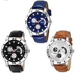 Quartz Movement Analogue Display Wrist Men's Club Combo Pack of 3 Watches