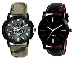 Analogue Black Dial Army Men's Watch, Combo Pack of 2