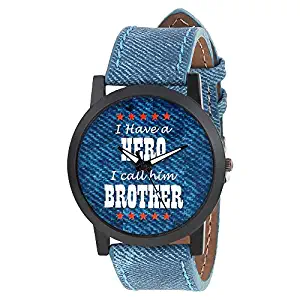 Mens Boys Denim Slim Analog Display Quartz Watch for Brothers | RE S8103BD | Gift for Brother