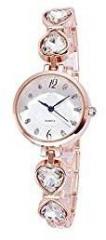 Rose Gold HeartTIMESOON White Diamond Studded Rose Gold Chain Strap Analog Watch Analog Wrist Watch for Girls