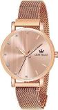 Rose Gold Plated Mesh Chain Analog Wrist Watch for Women