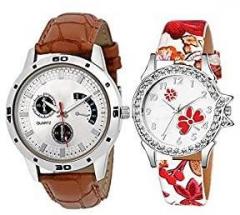 RUSTET Analogue White Dial Bracelet Boy's and Girl's Couples Watch Combo Pack of 2