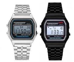 SELLORIA Brand 2 Combo Digital 4 Colours Vintage Square Dial Unisex Water Resist Watch for Men Women Pack of 2