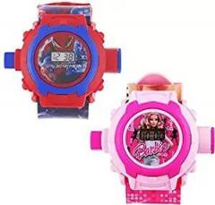 SELLORIA Digital 24 Images Projector Pink and Blue Dial Boy's and Girl's Watch Combo