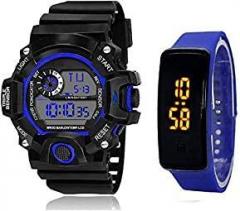 SELLORIA Digital Black Dial Silicone led Boys Kids Watch Combo Pack of 2 Watches