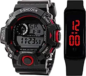 SELLORIA LED Digital Black Dial Silicone Bracelet Boys Kids Watch Combo Pack of 2 2020 Latest Watches for Boys