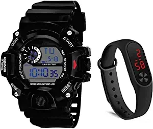 LED Digital Black Dial Silicone Bracelet Boys Kids Watch Combo Pack of 2 Watches for Boys
