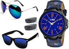 Sheomy New Arrival Special Collection of Festive Seasons Black Color Analog Quartz Watches and Sunglasses Combo Ideal for Boys, Girls, Men, Women N7 AD54 MNH2