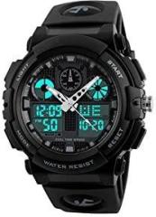 Shocknshop Analog Digital Sports Multi Functional Dual Time Black Dial Watch for Mens Boys SK04