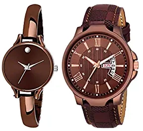 Analogue Men & Women's Watch Brown Dial Brown Colored Strap