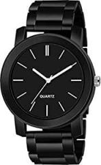 Shocknshop Stainless Steel Watch Series Analogue Men's Watch Black Dial Mens Long Colored Strap W219 Black