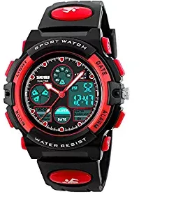 Skmei Red Analogue Digital Shock Resistant Alarm Calender Water Proof Sports Watch For Boys And Girls